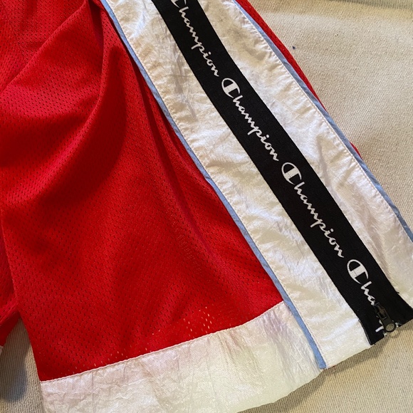 Champion Women's Red Mesh Cropped Hoodie Size M - Picture 4 of 9